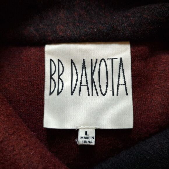 BB DAKOTA Wool Blend Cape Coat Womens Sz L Red Black Ombre Open Lagenlook L/S - Picture 3 of 9